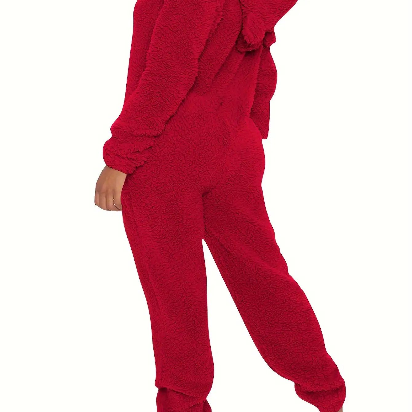 Women's Hooded Bear Ears Plush Onesie Pajamas Loungewear, Home Loungewear, Sleepwear for Women, Playful Pajamas, Cute Onesie, Machine Washable, Durable Sleepwear, Fullbody Sleepwear, Plush Sleep Suit, Cozy Home Wear, Adult Wo