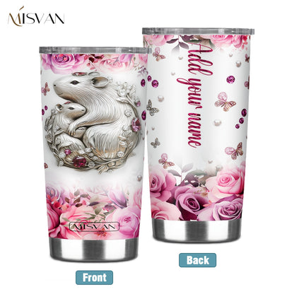 1pc Customized Name Stainless Steel Tumbler | 20oz/22oz/40oz Insulated Water with Lid, Reusable, Round Shape, 304 Stainless Steel, Ideal for Easter, Thanksgiving, Father'S Day, Mother'S Day, Graduation, White Diamond Butterfl