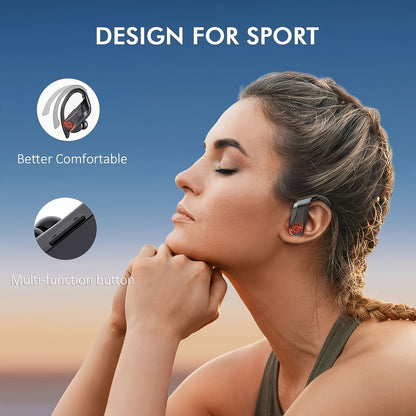 Open-Ear Wireless Earbuds Bluetooth Earbuds with 120-Hour Battery Life Bluetooth 5.4, SportsEarbuds with Built-in Microphone Wireless Charging Case with LED Display Wireless BlackWith Ear Hooks for Workouts, Running, And Gym