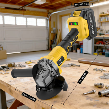 20V Cordless Grinder & Polisher Machine - Heavy-Duty Brushless Motor 9000RPM, Electric Brake, 15pcs Accessory Kit with Grinding/Polishing Pads & Wheel System, 4000mAh Battery- (Battery/AC) for Metalworking, Concrete, Renovati