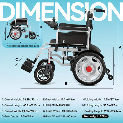 One Click Folding! Adult And Elderly Electric Wheelchairs with Electromagnetic Braking Are Safe And Reliable. Solid Inflatable Tires Have Strong Adaptability And A Range Of 15 Kilometers. They Are A Great Tool for Shopping An