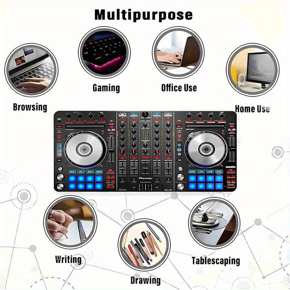 1pc Pioneer DJ DDJ-SX Controller Mouse Pad & Office Desk Mat - Non-Slip Rubber Base & Polyester Surface with DJ-Themed Design, Scratch-Resistant Durable Gaming & Music Production Mat for DDJ-SX Controller Compatibility, Ideal