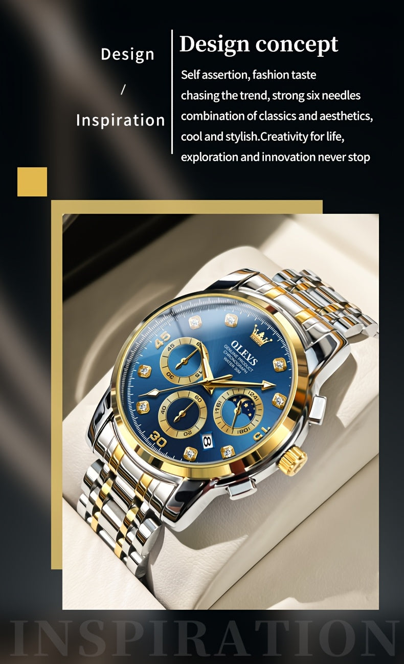 OLEVS Stainless Steel Luminous Business Quartz Watches For Men Luxury Top Brand Fashion Original Men'S Wrist Watches Classic New Trend High Quality Best Selling Men'S Watches