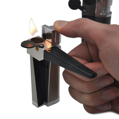 Buy One Get Four Free: 4-pack: 2-in-1 Retro Folding Pipe Lighter, Metal Portable Soft Flame Inflatable Lighter, One-piece Oblique Spray Butane Gas Lighter, Adjustable Flame, Gift for Boyfriend (excluding Butane Gas)