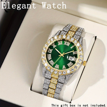 6pcs/ set Men Watch, Luxury Men Watches, Alloy Watch Strap Watch for Men, Quartz Watch, Calendar Adjustable, Work and Daily Decorationfor Casual Attire, Hristmas Present Halloween GiftIdeal Choice for Gifts Wrist Watch, Reloj