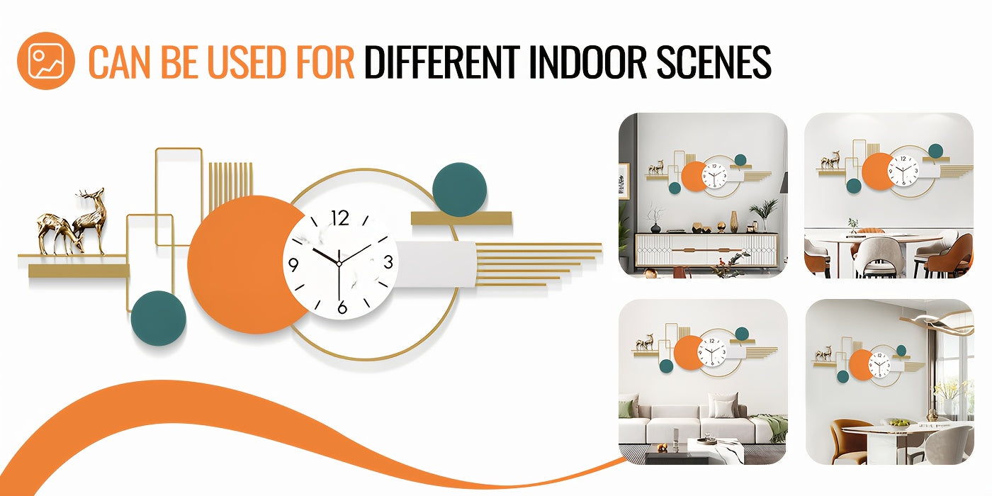 Modern Wall Clock Large Metal Decorative Clock 43.3 Inche 3D Modern Creative Wall, Clocks Big Art Design Silent Wall Clocks for Living Room DecorEntryway/Bedroom/Offic