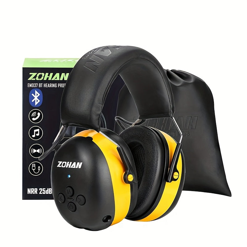 ZOHAN Upgraded Electronic Wireless Headset, NRR25db, Suitable For, Outdoor Sports, Mowing, Work, Cycling, Noise Cancelling Ear Protector With 1500mAh Rechargeable Battery Extra Long Standby For 40 Hours Comfortable Noise-canc
