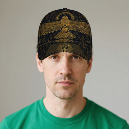 1pc Egyptian Pharaohs 2D Full-Body Print Adjustable Snapback Hat - Funky Tutankhamun & Pharaoh Design, Polyester for Sports, Streetwear, for halloween Costumes, Christmas Parties & Egyptian-Themed Outfits