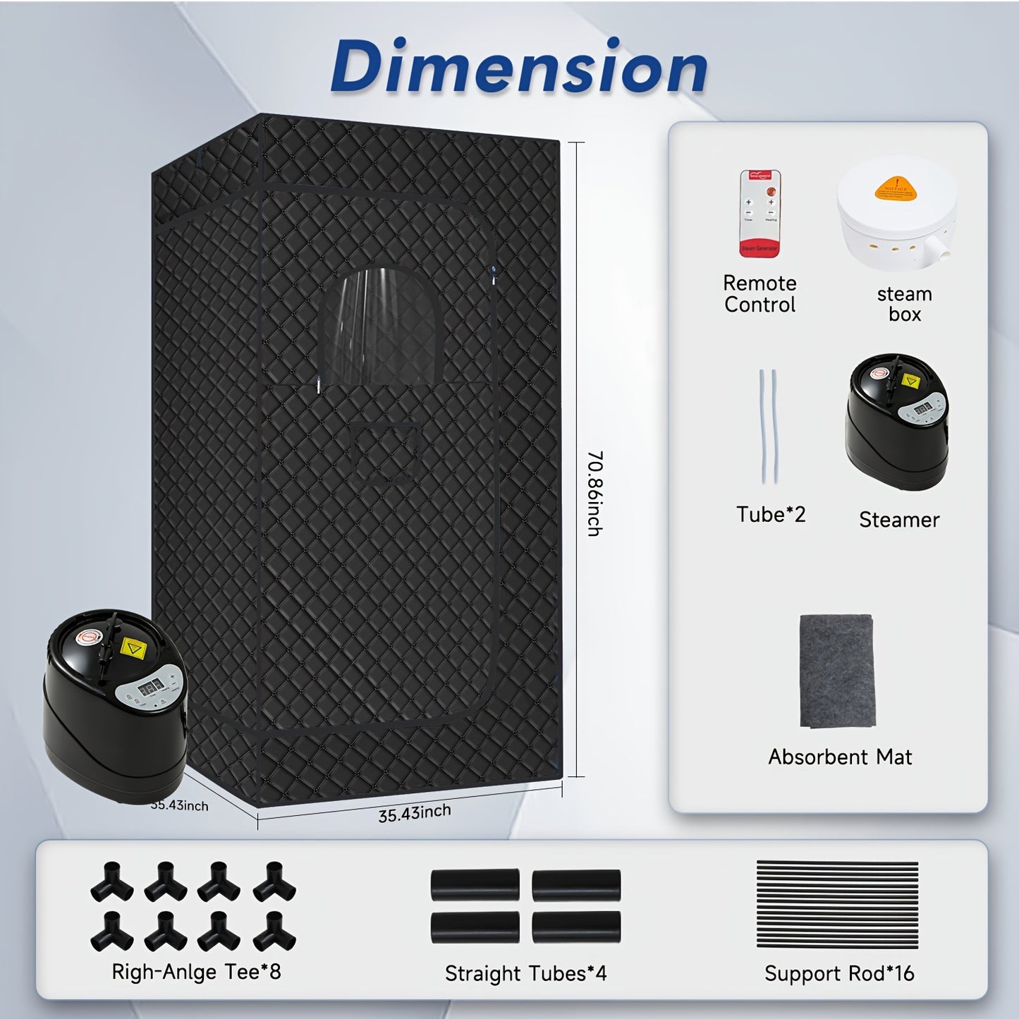 Portable Full-Size Sauna Box for Home - Personal Steam Sauna with Remote Control, Folding Chair & Steamer - Compact Suitable for Body Relaxation,,, 36" x 36" x 71"