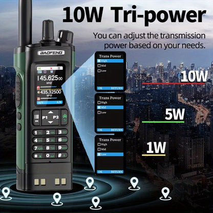 Baofeng UV-32 10W GPS Two-Way Radio, U/ V Cross-Band Repeater, NOAA Weather Alert, Long Range UHF Handheld Walkie-Talkie Suitable for Hobbyists, Outdoor Activities, Camping, Hiking, Emergency Communication Equipment, Camping