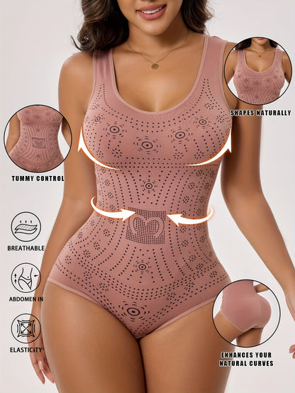 1pc CELILIN Women's Full-Coverage Tummy Control Bodysuit - Seamless Compression Shaping Suit with Bust & Abdominal Shaping, Postpartum Wear, Solid Color Full-Body Shaper (Hand Wash/Dry)