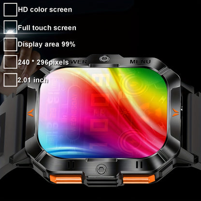 COIUSOR 2.01-inch Smartwatch Built-In LED Flashlight, with Wireless Calling Function, IPS HD Display, 100+ Sports Modes, Outdoor Sports, Fashionable Smartwatch, Wireless Calling/Answering Phone, Message Reminders, Step and Ca