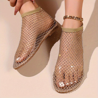 Women'S Glittery Open-Toe Sandals - Slip-On Party Shoes with Cushioned Insole, Slip-Resistant Sole - Beige/ for Beach, Formal Events, Casual Attire - Easy-Clean PVC Upper & EVA Outsole Flat Sandals, Women Shoe Wide Fit, Wide
