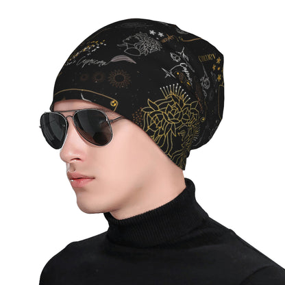Capricorn Zodiac Beanie Hat - Astrology-Themed Unisex with Goat Symbol, Capricorn Dates (Dec 22-Jan 20), Soft Black & Golden Horoscope Gift for &, Birth Chart