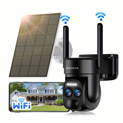 Halloween Special Offer! High Quality [10x Zoom] 360-degree Low-power CCTV Solar Panel Battery 2K QHD WiFi Camera with Spotlight Alarm, Motion Detection, Color Night Vision, Two-way Audio