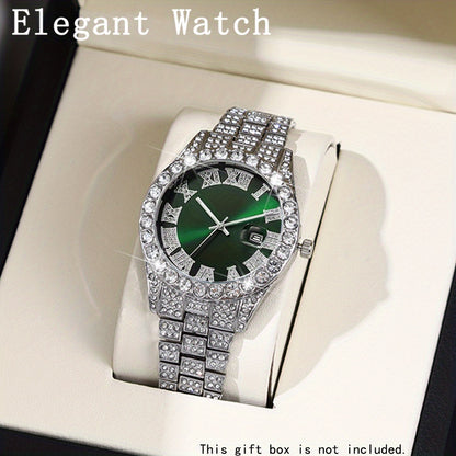 6pcs/ set Men Watch, Luxury Men Watches, Alloy Watch Strap Watch for Men, Quartz Watch, Calendar Adjustable, Work and Daily Decorationfor Casual Attire, Hristmas Present Halloween GiftIdeal Choice for Gifts Wrist Watch, Reloj