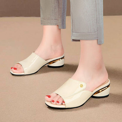 Women's Plus Size Turquoise/Clear TPU Cover-like Sandals - Chunky Mid-Heel Moccasin-Style Slippers with Arch, Peep-Toe Design & Low-Top PU Sole - Soft Breathable Summer Shoes for Beach, Semi-Formal Events (North American/Euro