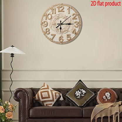 , 2DFlat, 1pc, wooden silent wall clock, round 8/10/12/14 inches, modern minimalist decoration, suitable for living room, bedroom, office, battery-operated (AA batteries not included), suitable for housewarming, wedding, birt