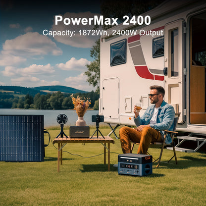 EcoVolt OSCAL PowerMax 2400 Solar Power Station, 2400W Generator with 2x400W Solar Panels Plus A Bonus 30W Solar Panel, Portable Power Solution, Backup Power System, Modular Power Station, Lightweight Design, Highefficiency S
