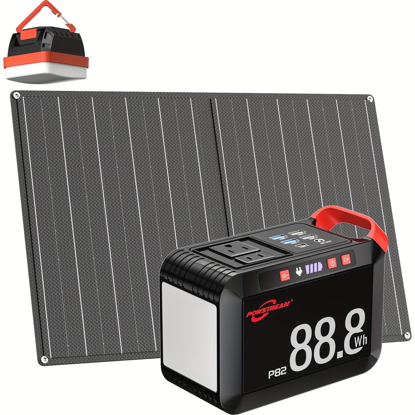POWSTREAM 88.8Wh/237Wh Portable Power Station With AC Outlet 80W, 24000mAh Solar Generator With Panel 21W/60W Included, Solar Powered Power Bank For Outdoor Camping Adventure Home Backup Emergency RVs