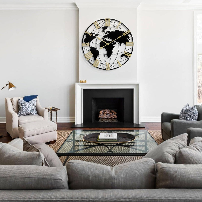 Large Wall Clock 16 Inch Modern Silent Non-Ticking Big Face Easy-Read Hands - Frame Irregular Large Contemporary Clock for Living Room, Bedroom, Kitchen, Office - Minimalist Decor for & School Timepiece