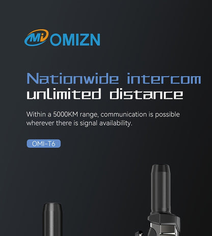 Omi T6 Global 5000 Km 4G/5G Walkie-Talkie with Large Color Screen, 8K HD Sound, 5-Day Life, -Free Calling, Global Coverage, Ideal for Outdoor dventures & Group Communication