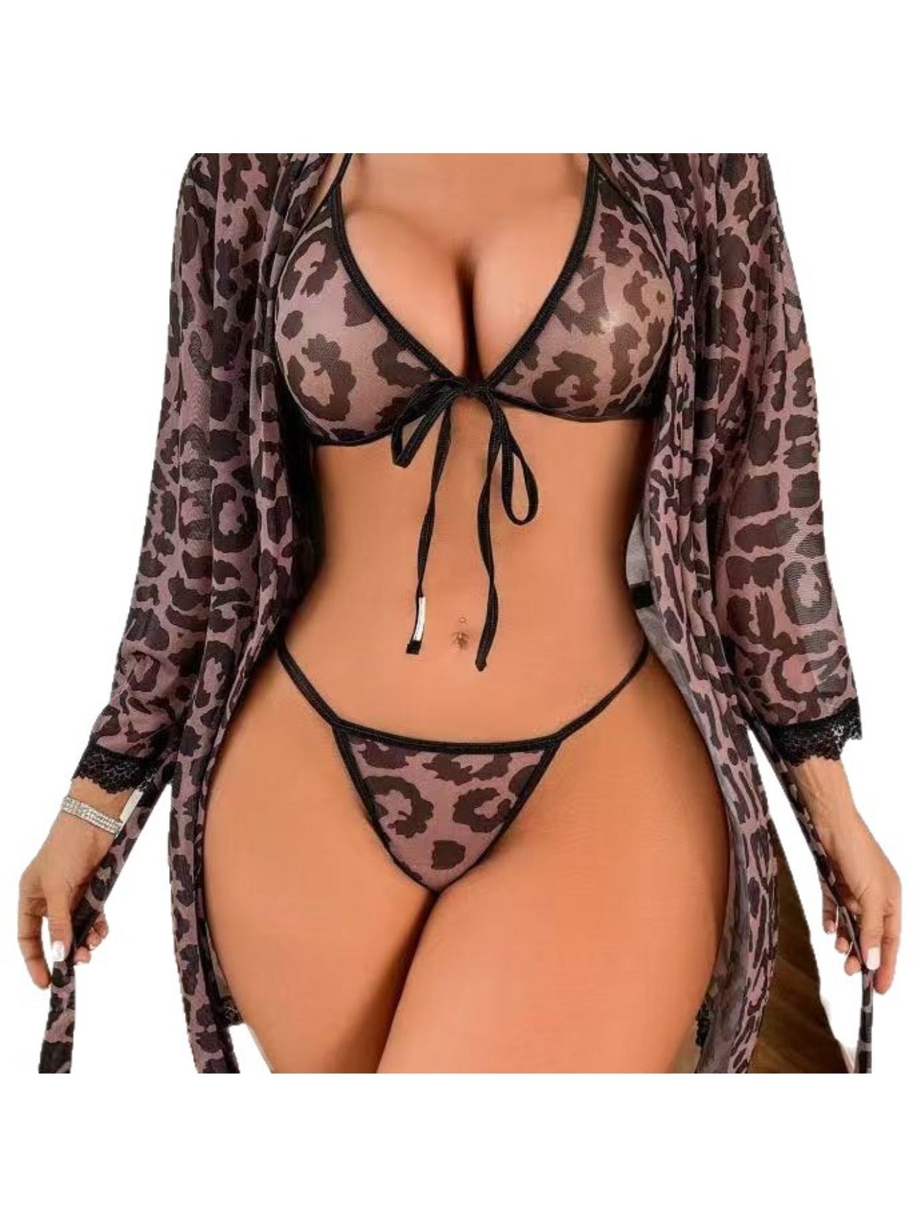 Women's Leopard Print Bikini Suit, Sexy Underwear Swimsuit with Adjustable Shoulder Strap, Seductive Swimsuit for Beach, Swimming Pool and Date Night, Close-fitting Clothing.