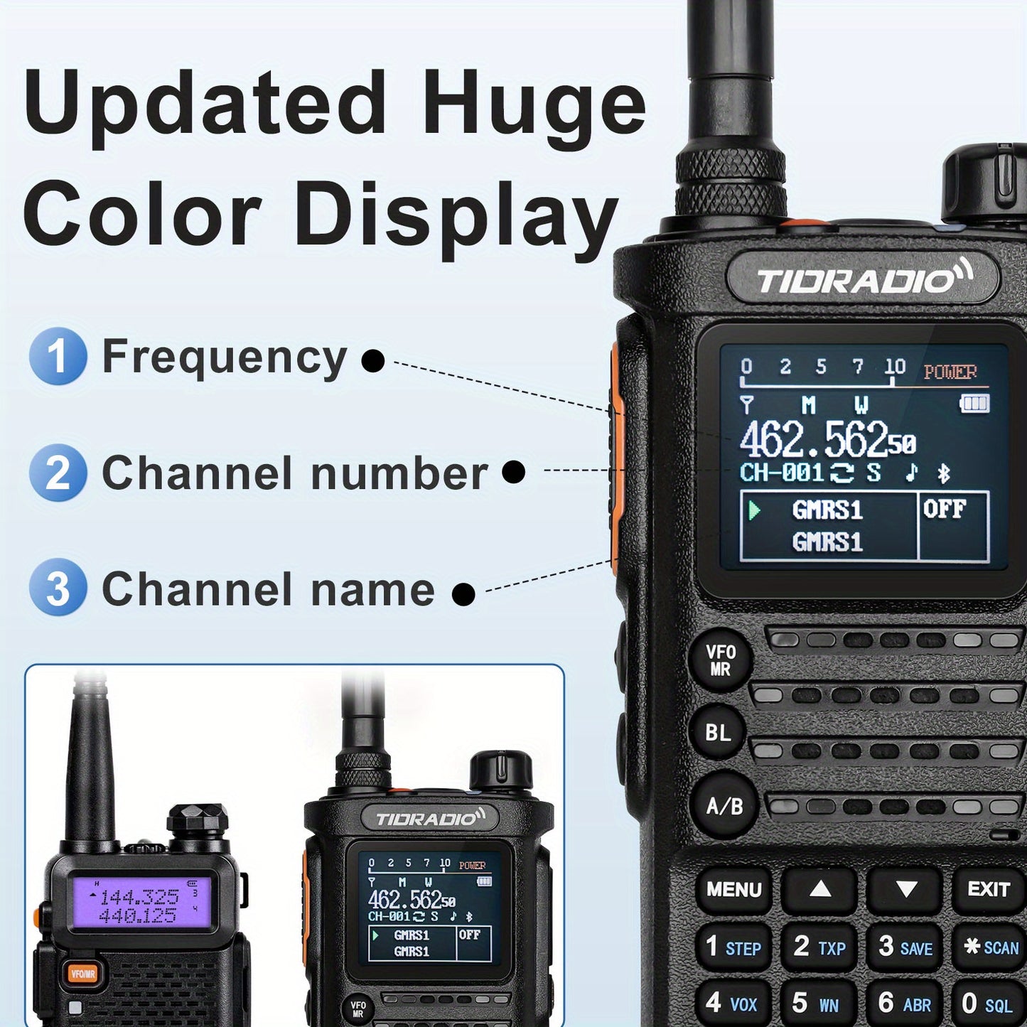 TIDRADIO H8 10Watt Long Range Walkie Talkies - Portable, UHF Two Way Radio with Flashlight for Adults & Outdoor Enthusiasts