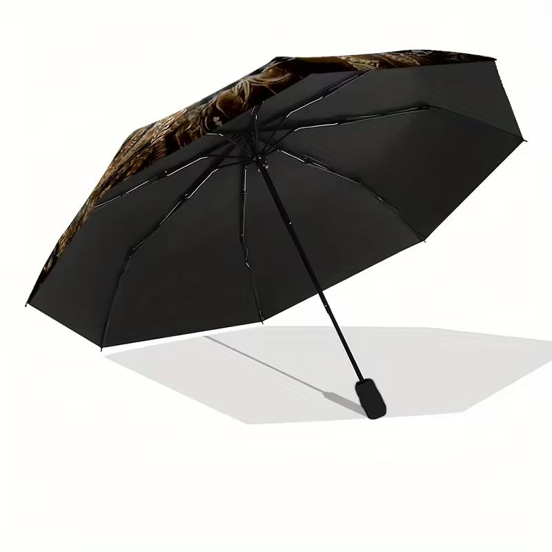 1pc Automatic Open/Close Umbrella with 8-Rib Compact Design - Heavy-Duty Automatic Open/Close Mechanism, Golden Dragon & Black/ Golden/ Brown/Beige/Gray/White/Black/, Lightweight & Sturdy for Men/Women - Ideal Gift for Rainy