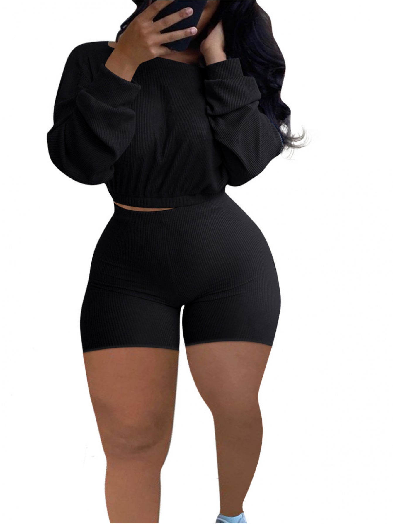 2pcs Women's Solid Color Workout Set, Casual Sportswear Outfit, Fashion Slim-Fit Design for Athletic Training Activities, Women's Activewear
