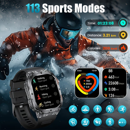 LIGE Smart Watch for Men with Flashlight, 2.13-inch Amoled Display, Smartwatch with 100+ Sports Modes, Monitor, IPX8, Multifunctional Smart Watch for iPhone and Android, Black, 2 Straps, Fitness Tracking Watch, Sleek Watch De