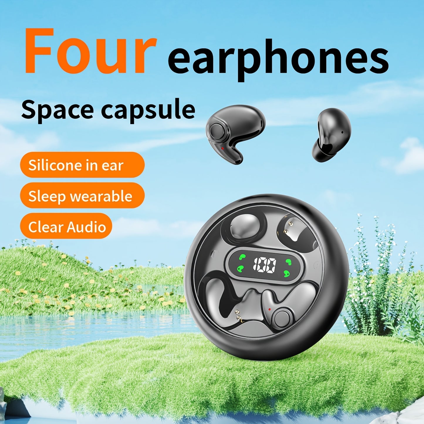 2 Pairs Of In Ear Wireless Wireless Earbuds, Invisible Mini Sleep Earbuds, Long Battery Life, Comfortable To Wear, High Fidelity Sound Quality, Intelligent Noise Reduction, Bass Loop, Touch Control, Digital Display Screen, Of
