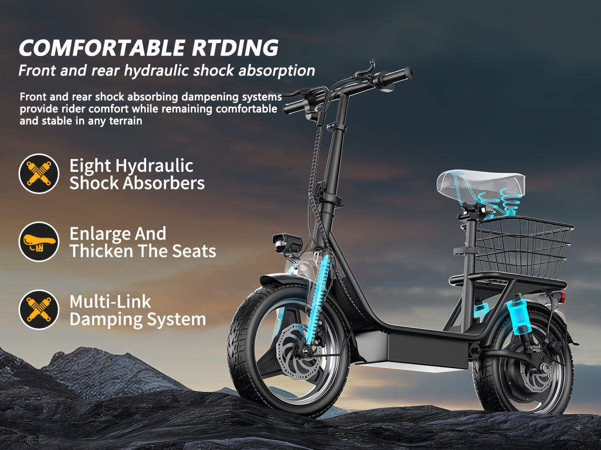 Two Options Available: Z6 48V Electric Bicycle & K8 36V Electric Scooter | 500W Dual Motor | 19MPH Speed | Folding Design+Removable Basket | Available in Both Sitting Positions/ Single Seat | Turn Signal Functionality | UL Ce