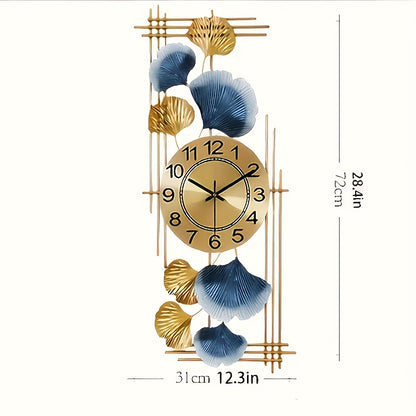 Elegant Ginkgo Leaf Metal Silent Clock 8 Leaves, Retro Modern Design, Battery Powered (Not Included) Suitable for Study Room, Bedroom, Living Room Decoration | Silent Home Clock (Decorative Wall Clock | Iron Structure Wall Cl