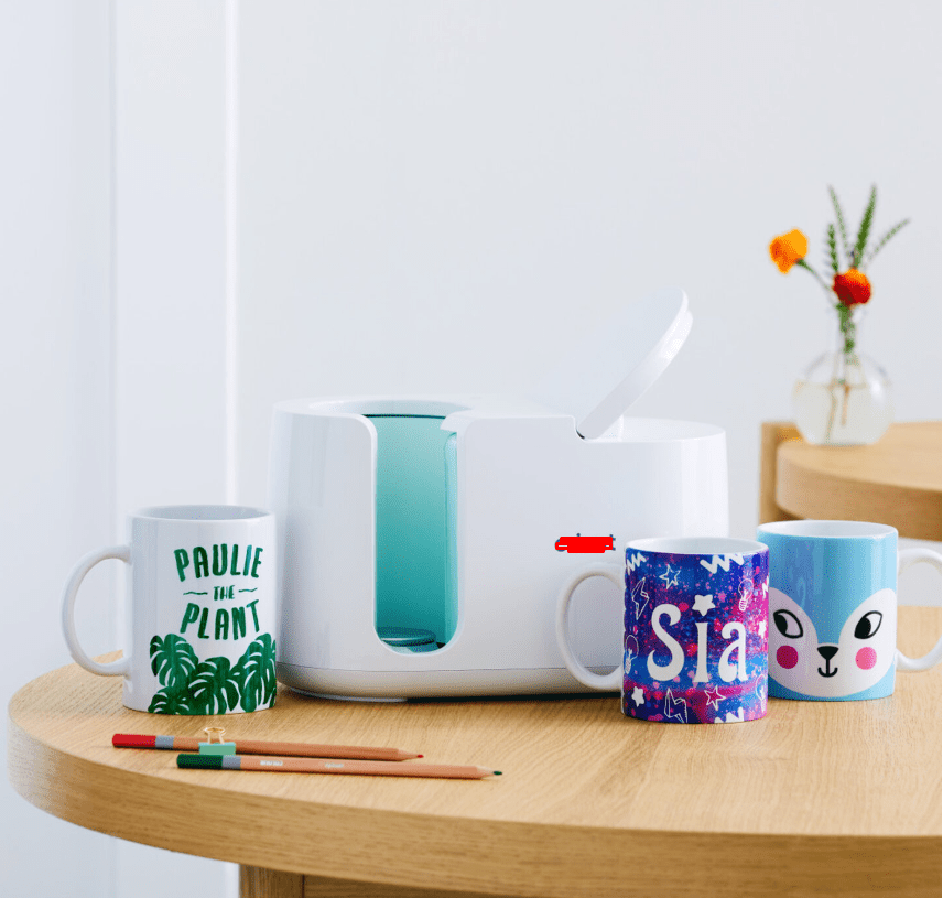 C.ri.cut Mug Press™, Portable Heat Press, Mini Heat Press Machine, Portable, 3 Modes, Adjustable Temperature Control, Compact Design for DIY Projects, Portable Electric Heat Press Machine, Ideal for Crafts & Fabric, Include