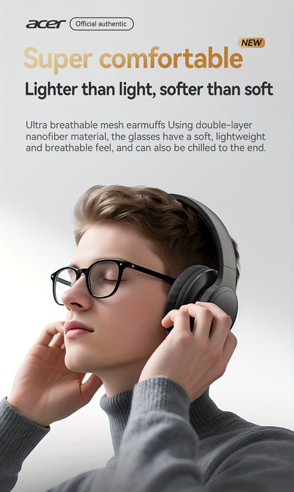 [Hi-Fi Acer Headphones] Acer OHR559 Over-Ear Headphones | Hi-Fi Heavy Bass, 60h Ultra-Long Battery Life, Wireless & Wired Dual Mode, Low-Latency Gaming, Extra-Large Diaphragm, Comfortable Fit