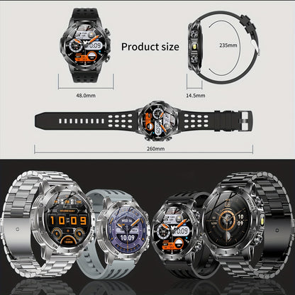 Men'S Smart Watch, Waterproof Smart Watch, Suitable for Outdoor Sports, IP68 Deep Waterproof, Waterproof Speaker, LED Flashlight, Call Answering, Music Control, 800Mah Battery, Compass, Compatible with Iphone And Android Phon