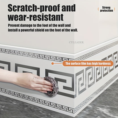 1 Roll, 197 inches x 3.94 inches, Large Roll Thickened Version, European Style Marble Tile Panel Wallpaper, Self-Adhesive PVC Faux Brick, Peel and Stick, DIY Removable No Residue, Waterproof, Wear-Resistant, Long Lifespan, Be