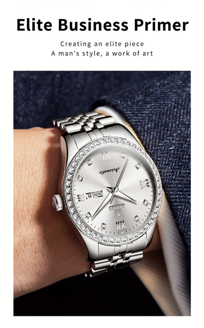 OLEVS New Casual Fashion Stainless Steel Automatic Mechanical Watches for Men Top Brand Luxury Original Business Men's Wrist Watches Classic High Quality Best Selling Men's Watches, Automatic Watches For Men, Automatic Watche