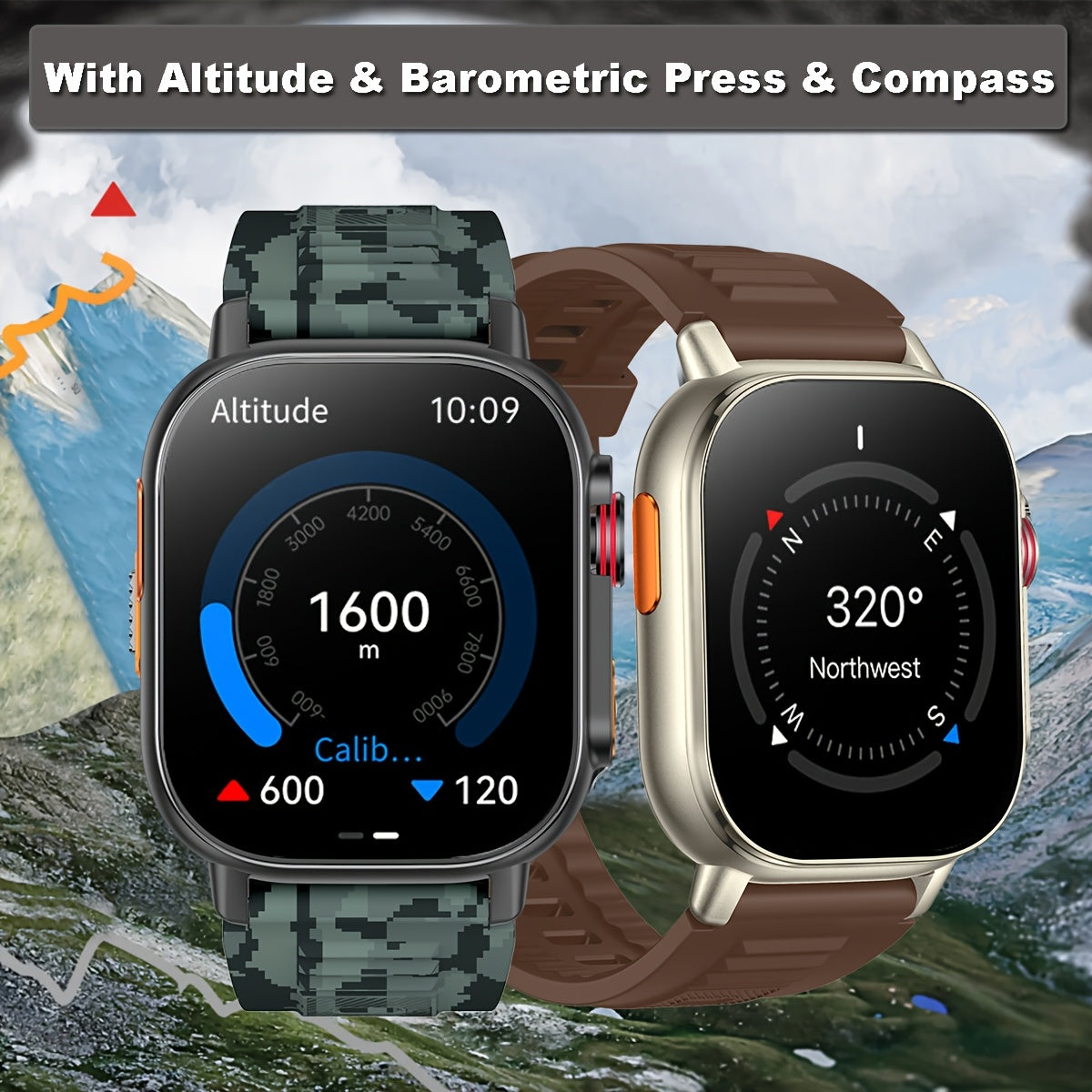 COIUSOR New 2, 01-inch GPS Smartwatch, GPS Location, Wireless Calling and SMS Alerts, Compass, Altitude, Pressure, IP68, 100 Sports Modes Fitness Tracking Smartwatch, Suitable for IOS and Android Phones, Suitable for Men and