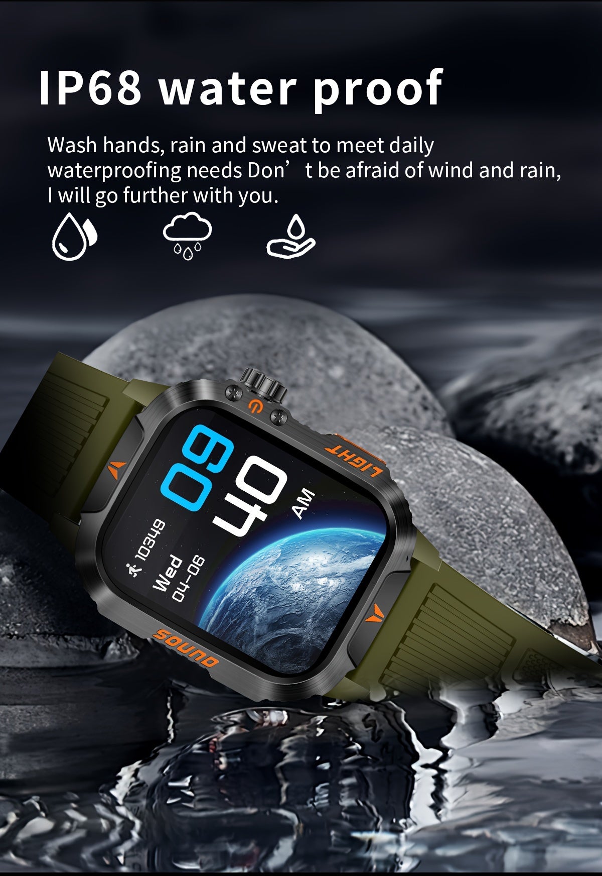 QTLJJBY Outdoor Sports Smartwatch with One-Touch Call Answering/Dialing, Message Notifications, Multiple Sports Modes, Activity Tracker (Calorie, Pedometer), Flashlight, 600mAh Battery, IP68 Waterproof, Couple's Watch, Perfec