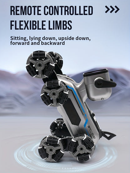 8WD Robot Dog, Dual-Electric Dual-Control, Intelligent Mechanical Dog with Swing Arm, Deformation, Climbing Car, USB Charging, Infrared Sensor, Rechargeable Battery, ABS Material, for Pets & Children, Holiday Gift Idea