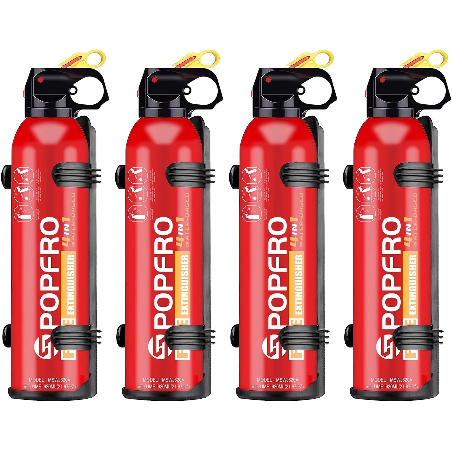 Portable Fire Extinguisher 4-in-1 Multi-Class (A//C/F) - Heavy-Duty Compact Firefighter for Home, Car, Kitchen & Garage - Non-Toxic & Pets, Easy-Clean Agent, Wall-Mountable with CE/EN-1869 (No Water Storage