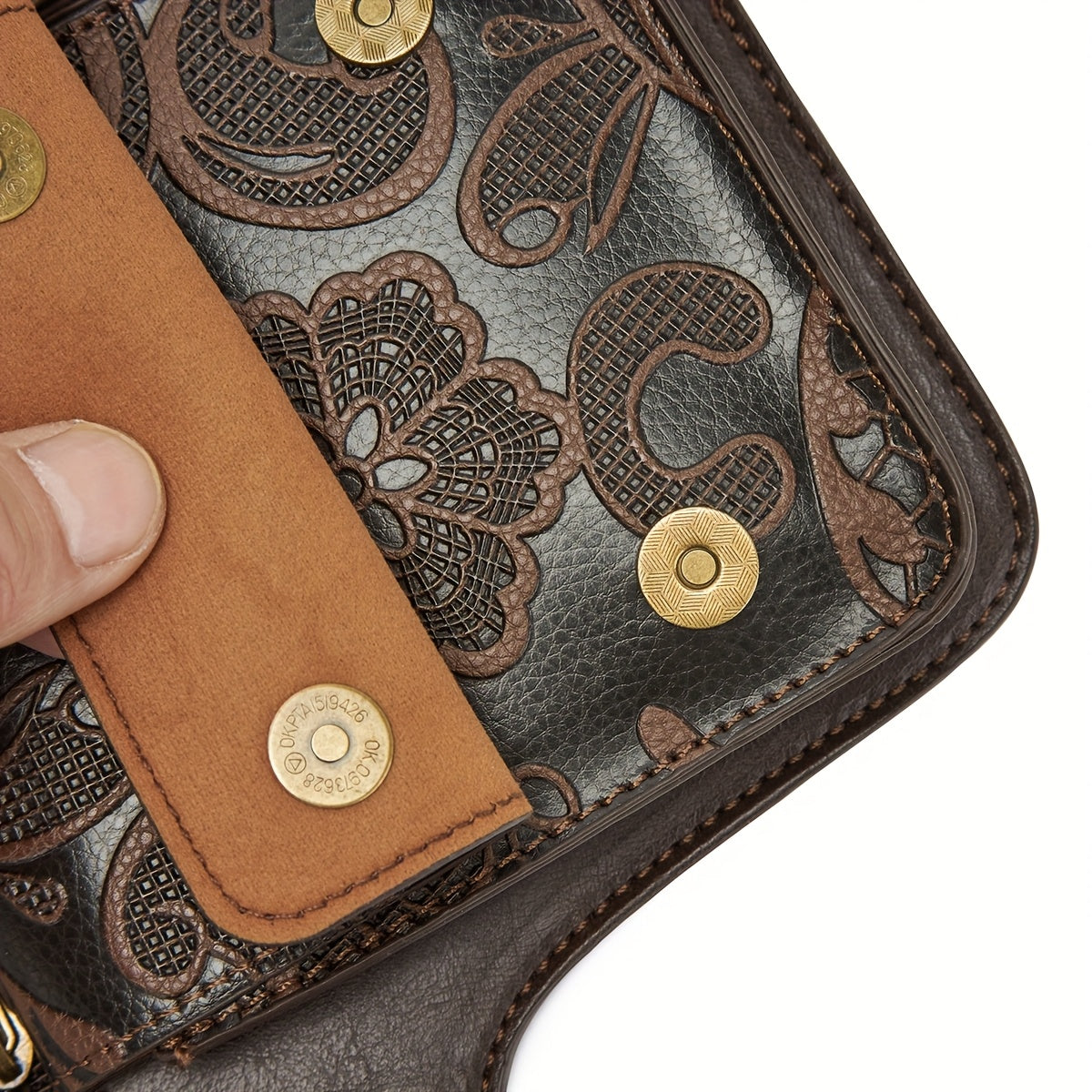 Convertible Crossbody Purse - Women's Adjustable Waist Bag with Floral Pattern - Zipper Closure & Snap Button - Synthetic Faux Leather Belt Bag for Everyday, Formal, Travel - Coffee Brown/Black, Crossbody Purse, Everyday Acce