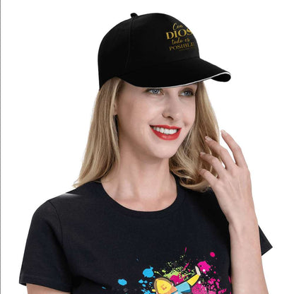1pc Men's Spanish Inspirational Baseball Cap with Romans 4:17 Bible Verse - Adjustable Snapback, Lightweight Non-Stretch Fabric, Black & Golden Lettering for Running, Gym, Outdoor Sports - Christian Faith Hat for Men