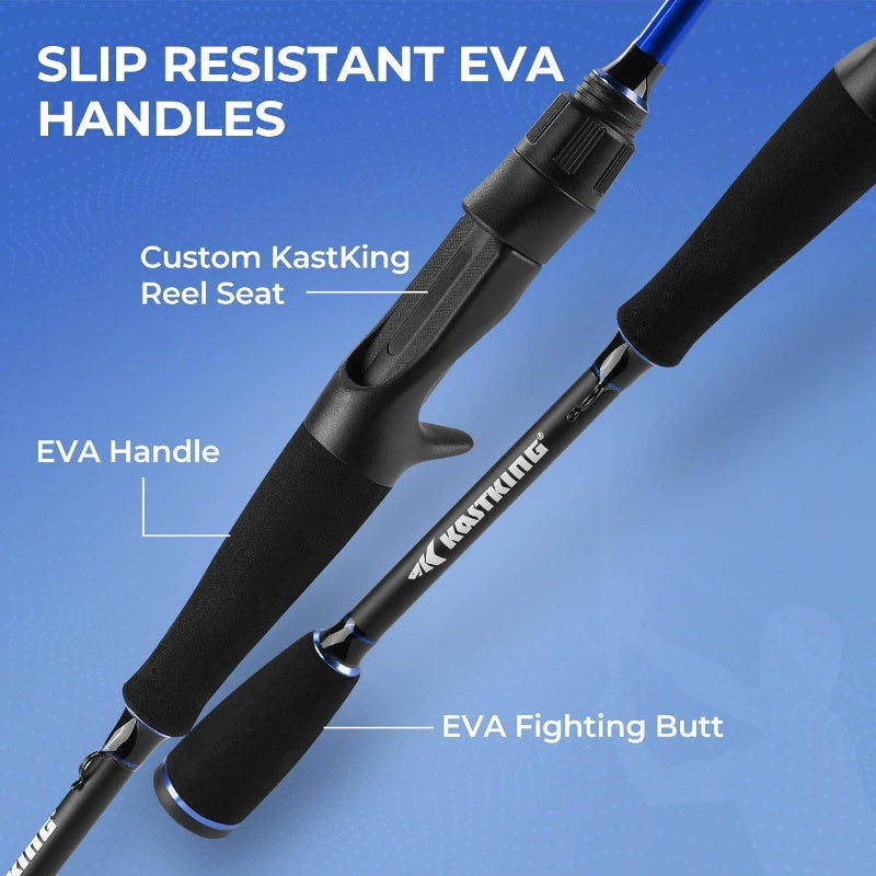 Centron Fishing Rod and Reel Combo, Spinning Baitcasting Combos, IM6 Graphite 2pcs Blanks, Stainless Steel Guides with Ceramic Rings, Contoured EVA Handles Fighting Butt