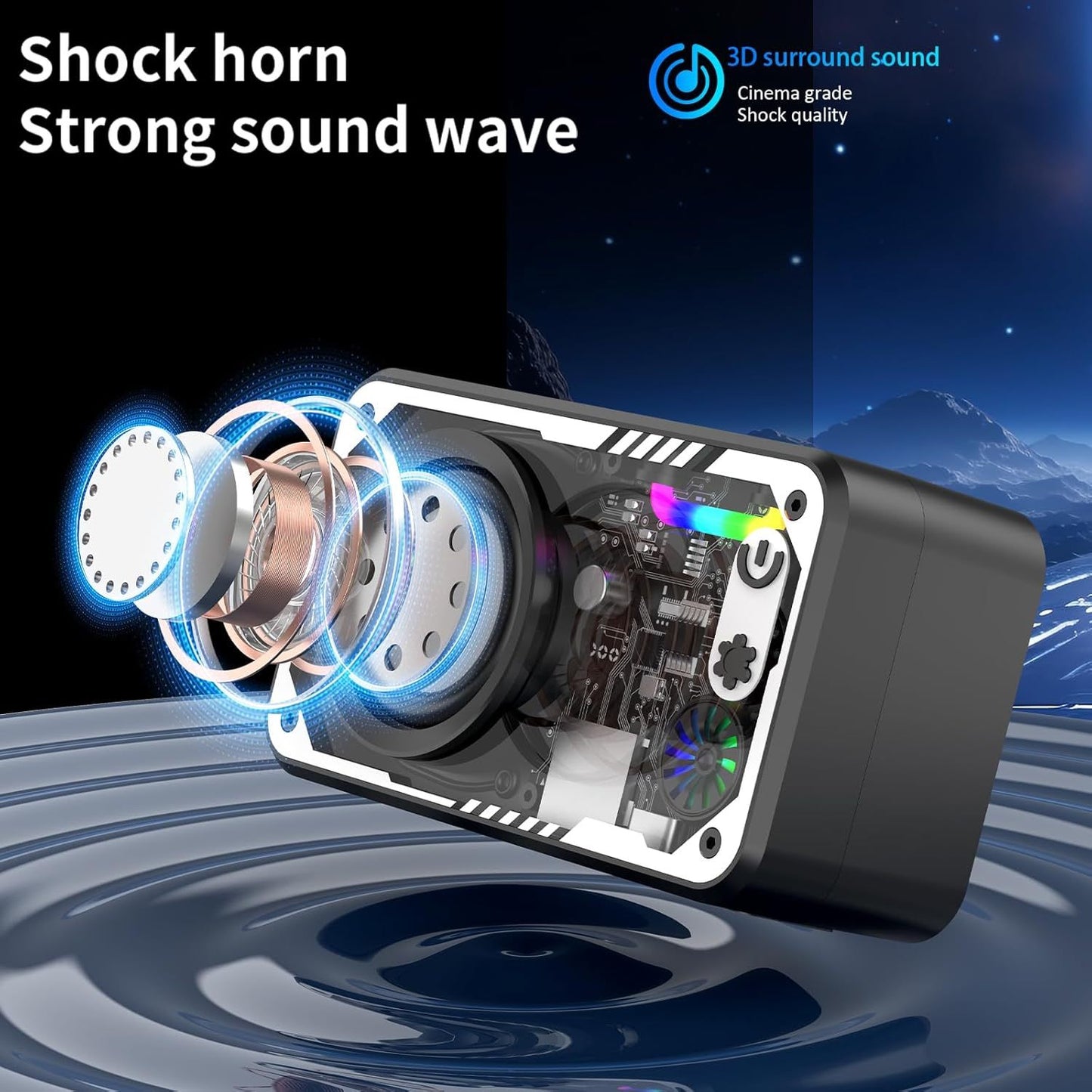 New Transparent LED Mini Machine Wind Speaker, RGB Seven Color Light Effect Speaker, 5W Portable Small Bluetooth Speaker Shock Sound Super Long Standby Support TF Card, Bluetooth Connection Function, Creative Gifts, Holiday G
