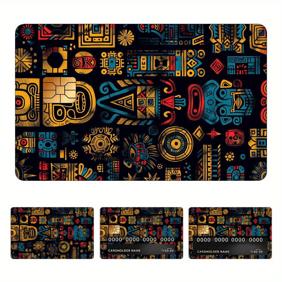 Mythical Mayan Totem Stickers, Featuring 4 Unique Designs, Durable Privacy Stickers Made of PVC Material, Suitable for Credit Cards, Transit Passes, Debit Cards, Keys, and More, Protects Bank Cards, Perfect as Party Favors an