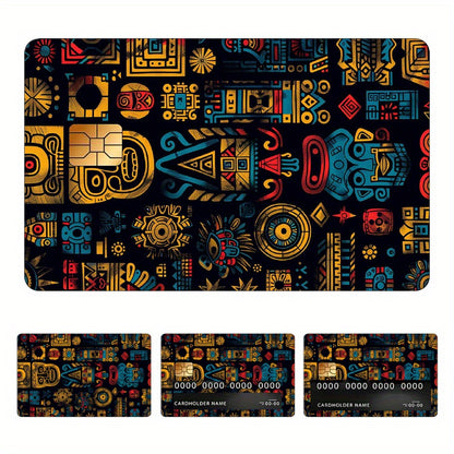 Mythical Mayan Totem Stickers, Featuring 4 Unique Designs, Durable Privacy Stickers Made of PVC Material, Suitable for Credit Cards, Transit Passes, Debit Cards, Keys, and More, Protects Bank Cards, Perfect as Party Favors an