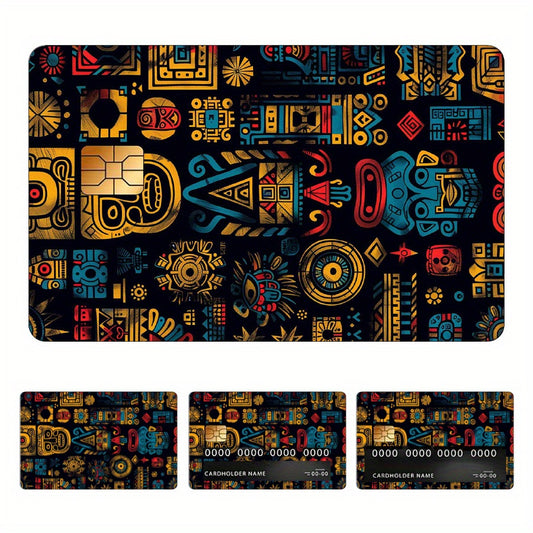 Mythical Mayan Totem Stickers, Featuring 4 Unique Designs, Durable Privacy Stickers Made of PVC Material, Suitable for Credit Cards, Transit Passes, Debit Cards, Keys, and More, Protects Bank Cards, Perfect as Party Favors an